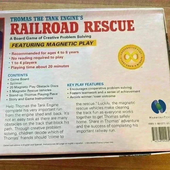 Vintage 1992 Thomas the Tank Engine's Railroad Rescue Board Game - Picture 3 of 7